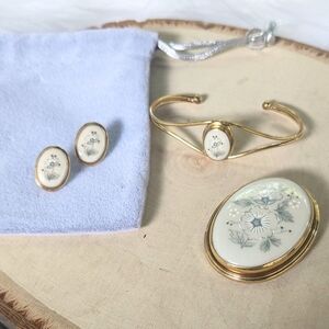 Lenox Gold and Cream Earrings Minimalist Design